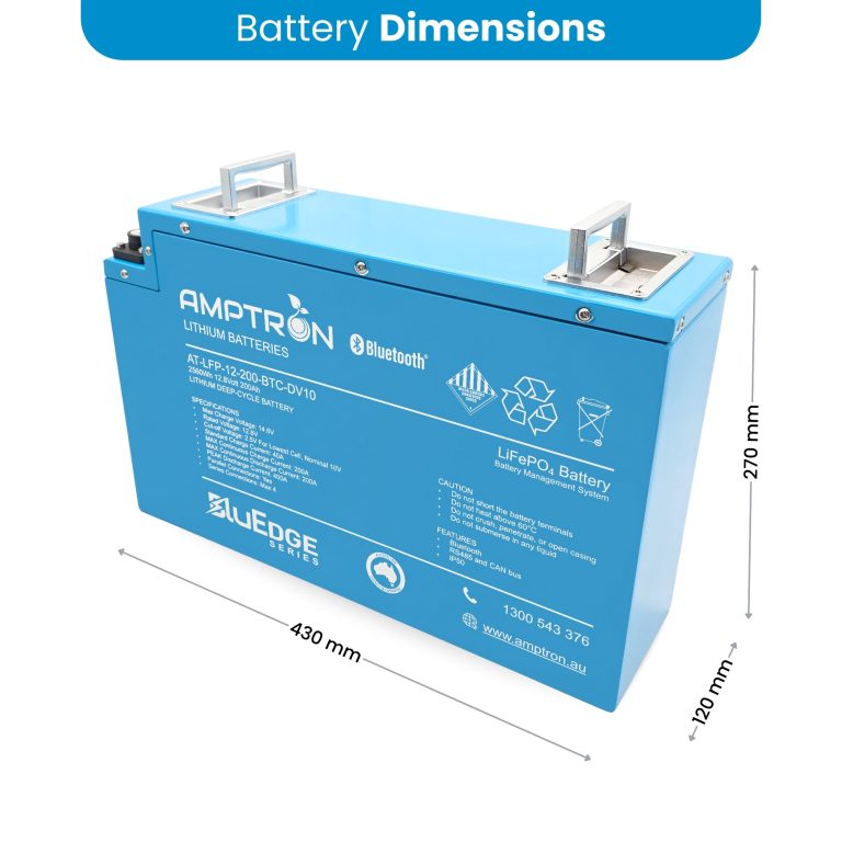 Amptron 12V 200AH/200A LiFePO4 Slimline Battery with Bluetooth