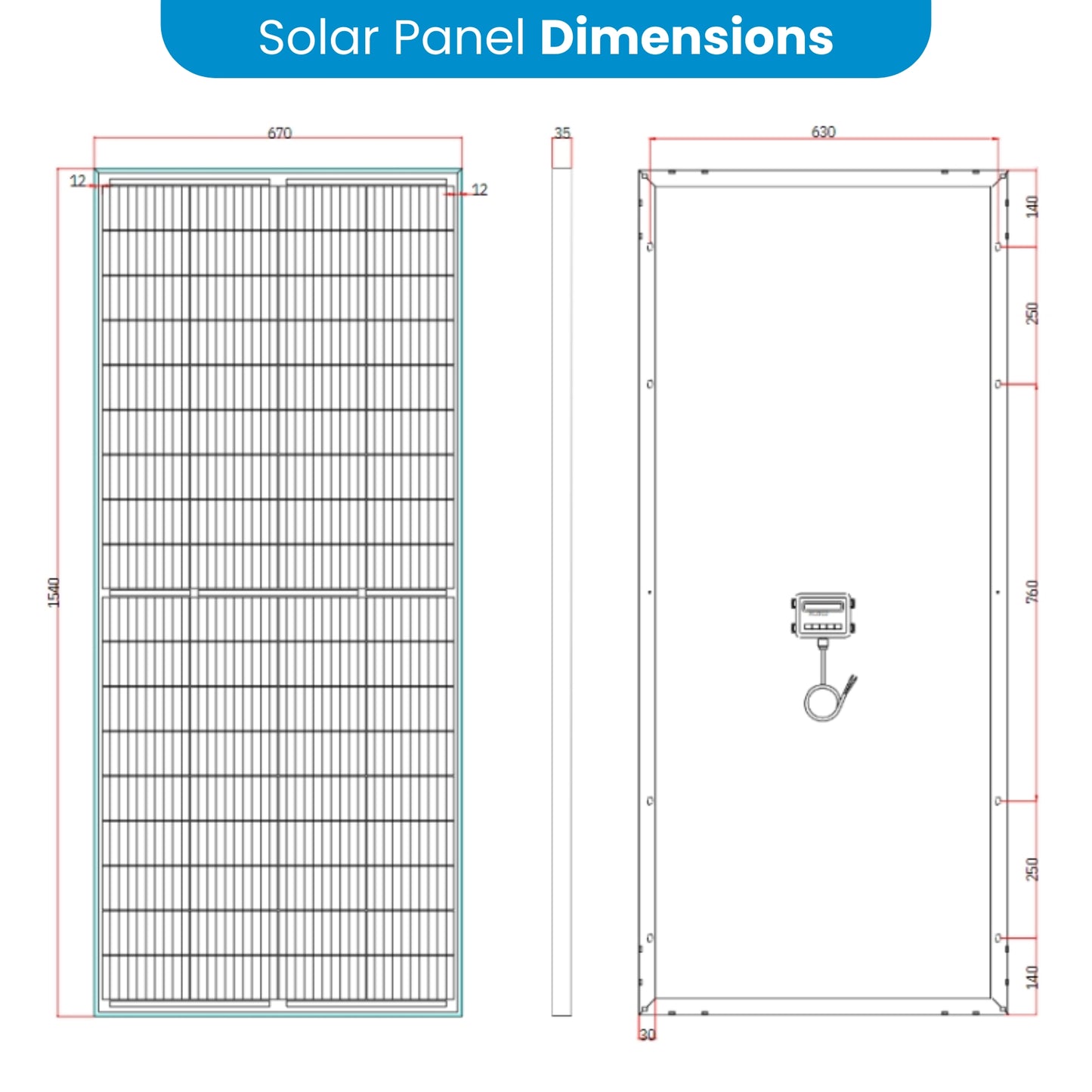 Amptron 12V High Shade Tolerant Mono Solar Panel