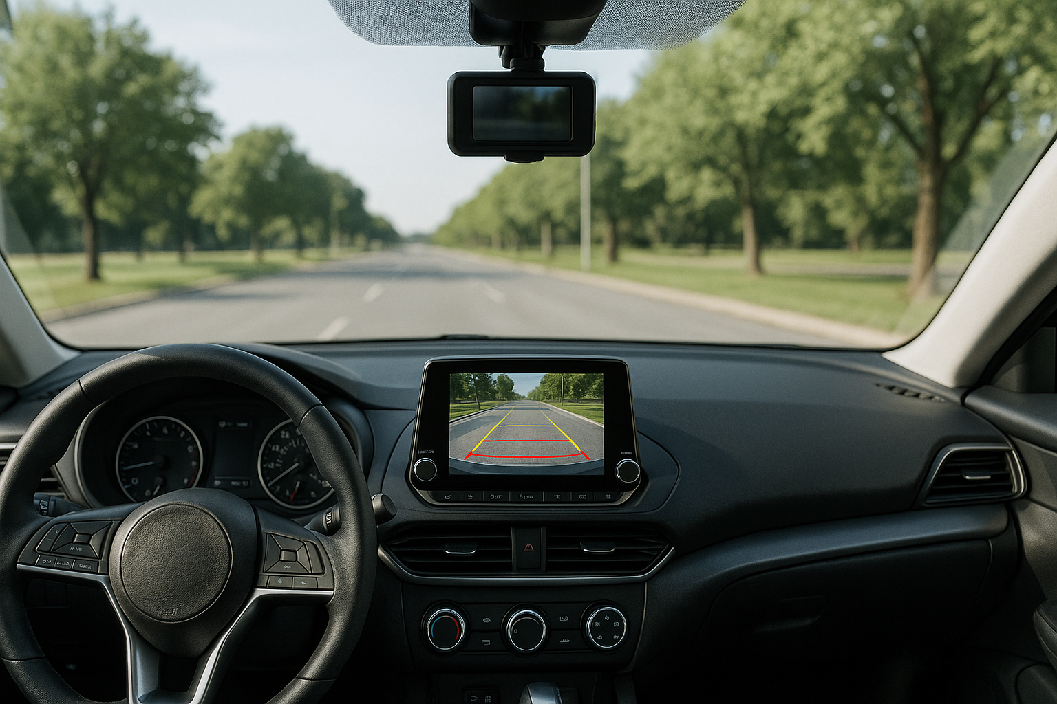 have the camera stuck to the top of the windscreen